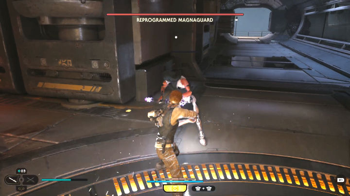 Dotrzecie do areny, na której stoczycie walkę z Reprogrammed Magnaguard, kolejnym bossem gry Star Wars Jedi Survivor - Star Wars Jedi Survivor: Znajdź drogę na Tanalor (Research Tanalor) - Star Wars Jedi Survivor - poradnik do gry