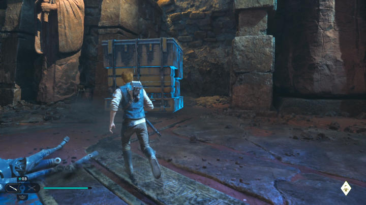 W trakcie wędrówki do bazy Cere, podążajcie za Merrin, która w niektórych momentach będzie tworzyć dla Was zaczepy, które umożliwią Wam wskakiwanie na wyższe półki - Star Wars Jedi Survivor: Spotkaj się z Cere na planecie Jedha (Meet Cere on Jedha) - Star Wars Jedi Survivor - poradnik do gry