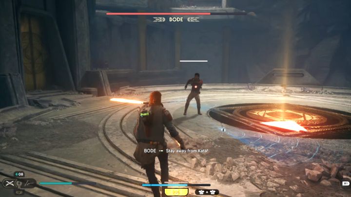 Jednym z nowych ataków Bodea jest jednoczesne rzucenie mieczem świetlnym i rozstawienie pułapek - Jedi Survivor: Jak pokonać końcowego bossa Bode Akuna? - Star Wars Jedi Survivor - poradnik do gry
