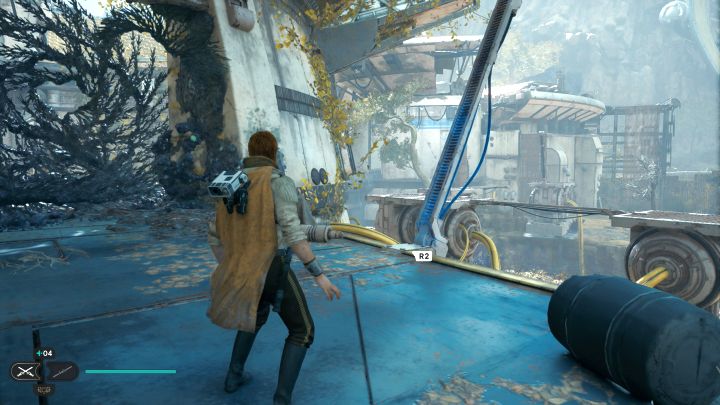 Zacznijcie od użycia Mocy w miejscu z obrazka - Jedi Survivor: Zagadki przeprawy przez Leśny Węzeł na Koboh - Star Wars Jedi Survivor - poradnik do gry