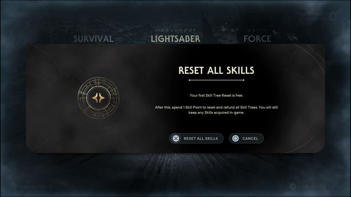 Po pierwsze musicie wejść w zakładkę umiejętności podczas medytowania - Star Wars Jedi Survivor: Czy można zresetować punkty umiejętności? - Star Wars Jedi Survivor - poradnik do gry
