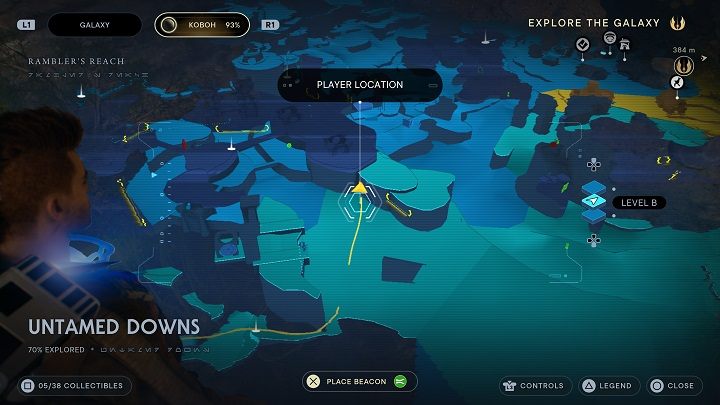 Wróćcie do miejsca medytacji (korzystając z pobliskich pnączy) i będziecie mogli wyjść na główną, środkową część obszaru - Jedi Survivor: Nieokiełznane Zbocza - lista sekretów (część 1) - Star Wars Jedi Survivor - poradnik do gry