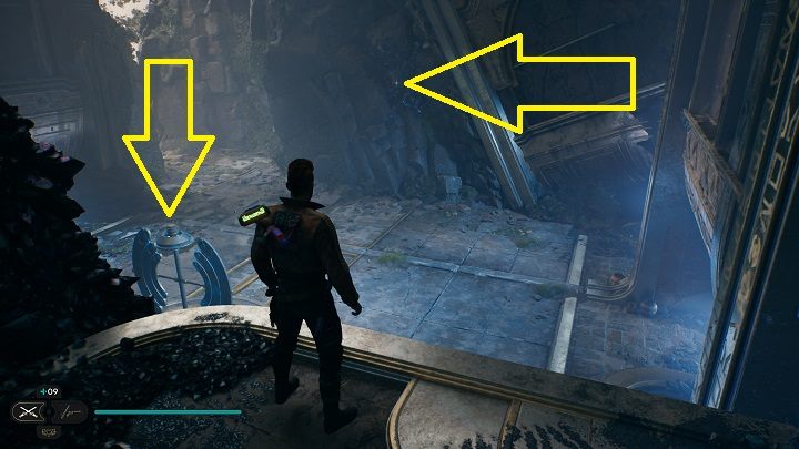 Następnie weźcie kulę i wrzućcie ją do wzmacniacza - Jedi Survivor: Zniszczona Osada na planecie Koboh (część 1) - Star Wars Jedi Survivor - poradnik do gry