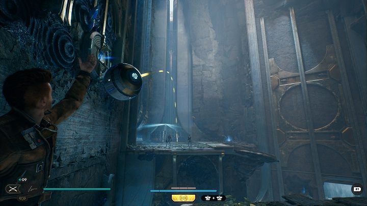 Weźcie ze sobą pobliską kulę i udajcie się niedaleką ścieżką w głąb komnaty - Jedi Survivor: Zniszczona Osada na planecie Koboh (część 1) - Star Wars Jedi Survivor - poradnik do gry