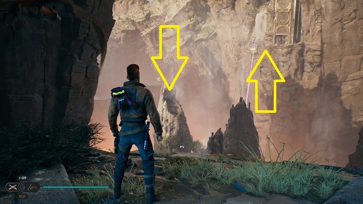 Wracajcie na górę i na zewnątrz do latającego stworzenia - Jedi Survivor: Zniszczona Osada na planecie Koboh (część 1) - Star Wars Jedi Survivor - poradnik do gry