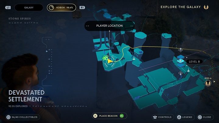 W zrujnowanej windzie naprzeciwko znajdziecie szczelinę Mocy - Jedi Survivor: Zniszczona Osada - lista sekretów (część 2) - Star Wars Jedi Survivor - poradnik do gry