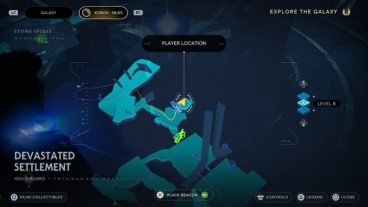 Użyjcie kruszarki BD-1, aby zniszczyć narośl po lewej stronie (patrząc od wejścia) - Jedi Survivor: Zniszczona Osada - lista sekretów (część 2) - Star Wars Jedi Survivor - poradnik do gry