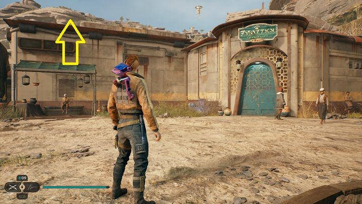 Skierujcie się w kierunku budynku Domy, a następnie wskoczcie na jego dach - Jedi Survivor: Placówka Azyl Wędrowca - lista sekretów (część 1) - Star Wars Jedi Survivor - poradnik do gry