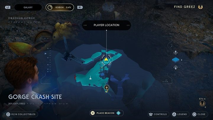 Kolejny przedmiot kolekcjonerski znajdziecie na wprost od pierwszego - Jedi Survivor: Miejsce katastrofy w Przekopie - lista sekretów - Star Wars Jedi Survivor - poradnik do gry