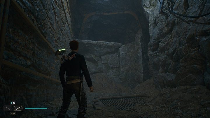 Udajcie się dalej jedyną możliwą drogą w stronę jaskini, przed którą stoi dwójka Droidów bojowych B1 - Jedi Survivor: Miejsce katastrofy w Przekopie - lista sekretów - Star Wars Jedi Survivor - poradnik do gry