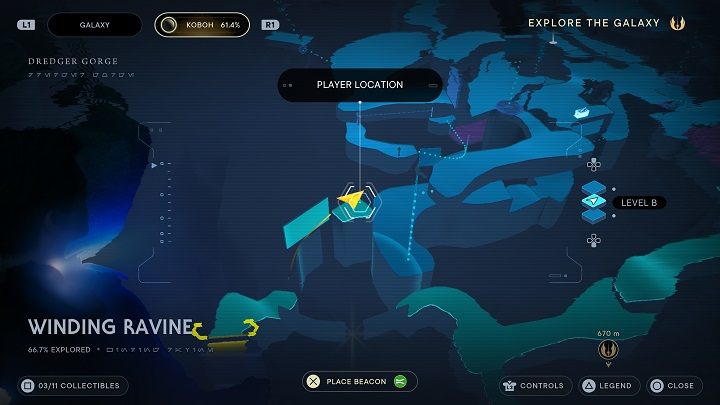 Po zebraniu powyższych sekretów, możecie wrócić się do rozwidlenia i udać się w drugą stronę - Jedi Survivor: Kręty Wąwóz - lista sekretów - Star Wars Jedi Survivor - poradnik do gry