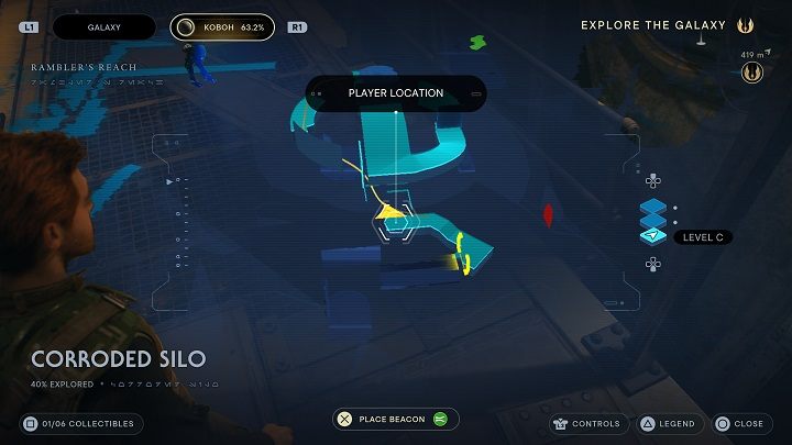 Kierujcie się na dół, aż traficie na Droida bitewnego - Jedi Survivor: Skorodowany Silos - lista sekretów - Star Wars Jedi Survivor - poradnik do gry