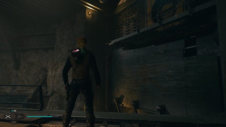 Zejdźcie niżej, aż dotrzecie do linki, której możecie użyć aby przedostać się na drugą stronę - Jedi Survivor: Skorodowany Silos - lista sekretów - Star Wars Jedi Survivor - poradnik do gry