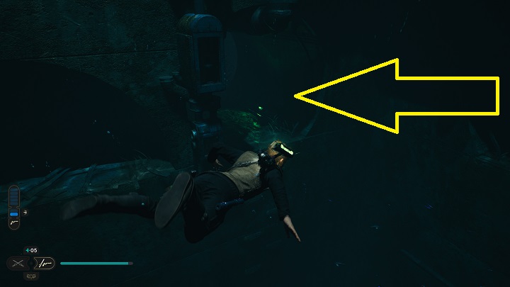 Po ostatniej znajdźce zeskoczcie do wody i zerknijcie na lewo - znajdziecie tam tunel, który musicie przepłynąć - Jedi Survivor: Zalany Bunkier - lista sekretów - Star Wars Jedi Survivor - poradnik do gry