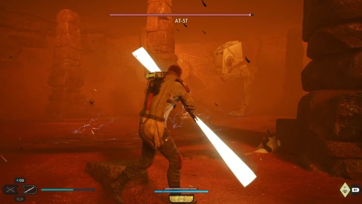Używajcie podwójnego ostrza i zatrzymujcie ostrzał dystansowy AT-ST - Jedi Survivor: Jak pokonać bossa AT-ST? - Star Wars Jedi Survivor - poradnik do gry