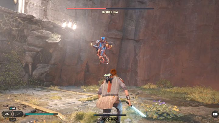 W trakcie całego pojedynku uważajcie na czerwone ataki Korej Lima, których nie można zablokować - Jedi Survivor: Jak pokonać bossa Korej Lim? - Star Wars Jedi Survivor - poradnik do gry