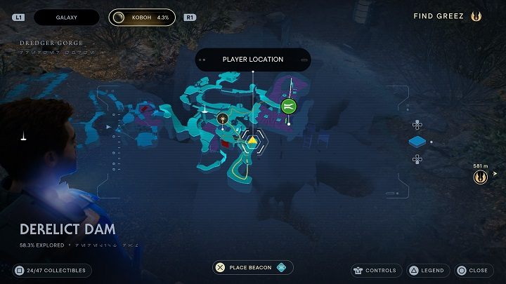 Po podniesieniu poprzedniej znajdźki wróćcie na górę i idźcie przed siebie - Jedi Survivor: Opuszczona zapora - lista sekretów, część 2 - Star Wars Jedi Survivor - poradnik do gry