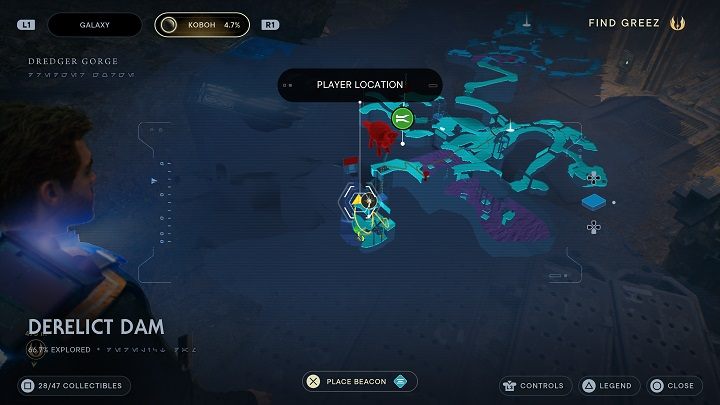 Znajdziecie skrzynię, w której jest element kosmetyczny dla BD-1 - głowa z zestawu złomowisko - Jedi Survivor: Opuszczona zapora - lista sekretów, część 2 - Star Wars Jedi Survivor - poradnik do gry