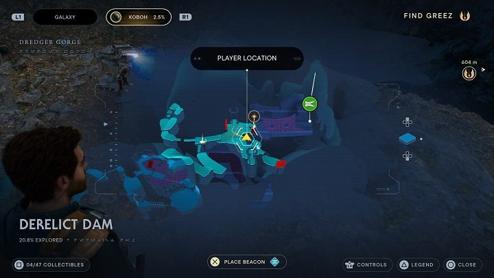 Wróćcie do wzniesienia, z którego niedawno zeskakiwaliście (niedaleko miejsca medytacji) i udajcie się na wprost od niego - Jedi Survivor: Opuszczona zapora - lista sekretów, część 1 - Star Wars Jedi Survivor - poradnik do gry