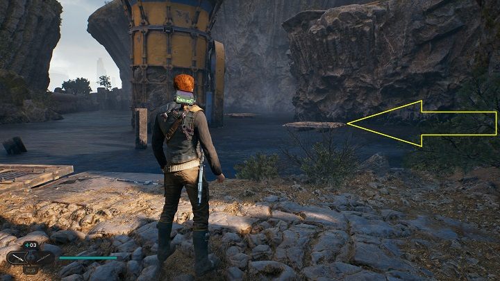 Kiedy wespniecie się wyżej, przeskakując z platform na jeziorku smoły, a następnie pokonacie dwójkę przeciwników, zobaczycie kolejne jeziorko smoły z platformami - Jedi Survivor: Opuszczona zapora - lista sekretów, część 1 - Star Wars Jedi Survivor - poradnik do gry