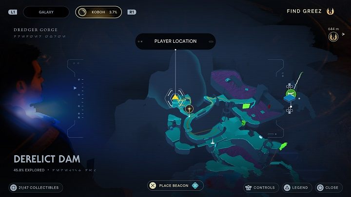 Naprzeciwko skrzyni z anodowanym metalem, w rogu pomieszczenia niedaleko drzwi, znajdziecie kolejny odłamek Priorytu - Jedi Survivor: Opuszczona zapora - lista sekretów, część 1 - Star Wars Jedi Survivor - poradnik do gry