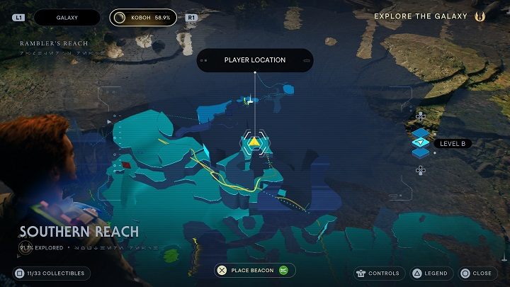 Nad urwiskiem znajdującym się dokładnie naprzeciw wcześniej opróżnionej skrzyni (z barwami kashyyyku), znajdziecie kolejny wpis do bazy danych - Jedi Survivor: Południowy Azyl - lista sekretów, część 1 - Star Wars Jedi Survivor - poradnik do gry