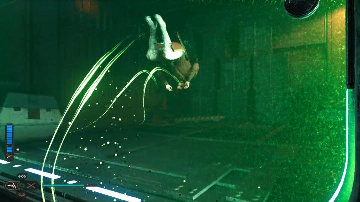 Musicie wcisnąć przycisk uniku (Kółko / B na padzie) żeby wykonany został doskok - Star Wars Jedi Survivor: Jak przejść przez zieloną bramę laserową? - Star Wars Jedi Survivor - poradnik do gry