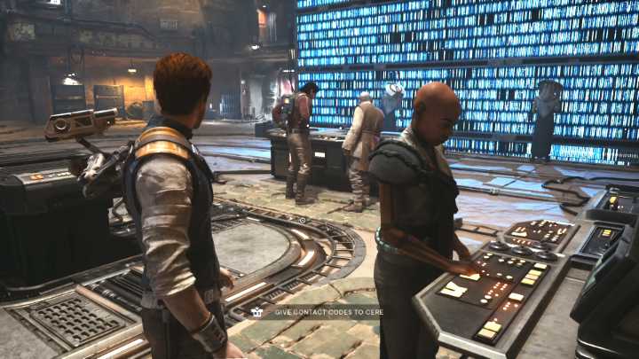 Na tym etapie możecie po prostu użyć opcji szybkiej podróży, aby od razu znaleźć się w bazie Cere lub przedostać się przez pustynię, jeśli chcecie posłuchać więcej opcji dialogowych związanych z Merrin - Star Wars Jedi Survivor: Przynieś kody kontaktowe Cere (Bring Contact Codes to Cere) - Star Wars Jedi Survivor - poradnik do gry