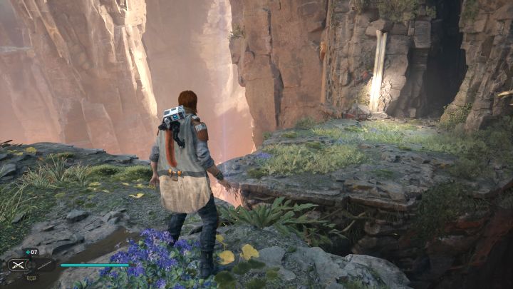 Pozostańcie w tym miejscu i przeskoczcie na sąsiednią półkę (nad punktem medytacji) - Jedi Survivor: Zagadki ze sprzęgami kul w Zniszczonej osadzie - Star Wars Jedi Survivor - poradnik do gry