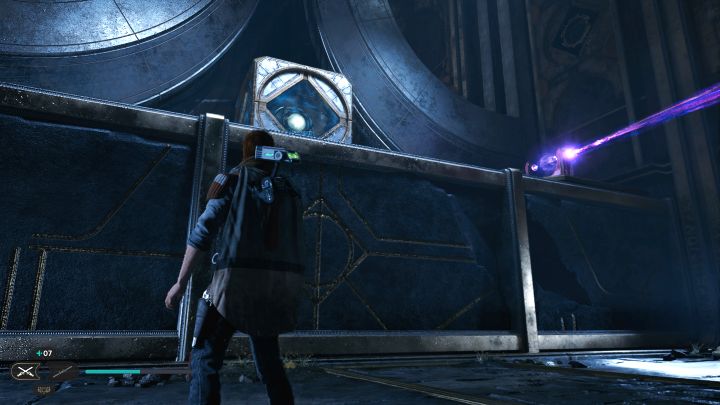 W nowej lokacji pokonajcie droidy i użyjcie przyciągnięcia Mocy na skrzynce - Jedi Survivor: Zagadki ze sprzęgami kul w Zniszczonej osadzie - Star Wars Jedi Survivor - poradnik do gry