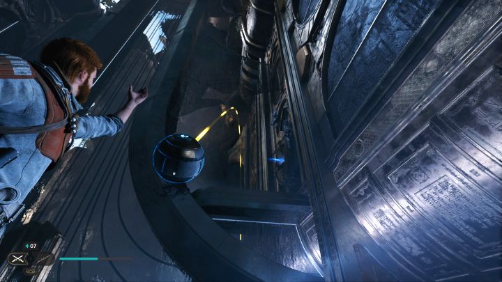 Dotrzyjcie teraz do pierwszej kuli - Jedi Survivor: Zagadki ze sprzęgami kul w Zniszczonej osadzie - Star Wars Jedi Survivor - poradnik do gry