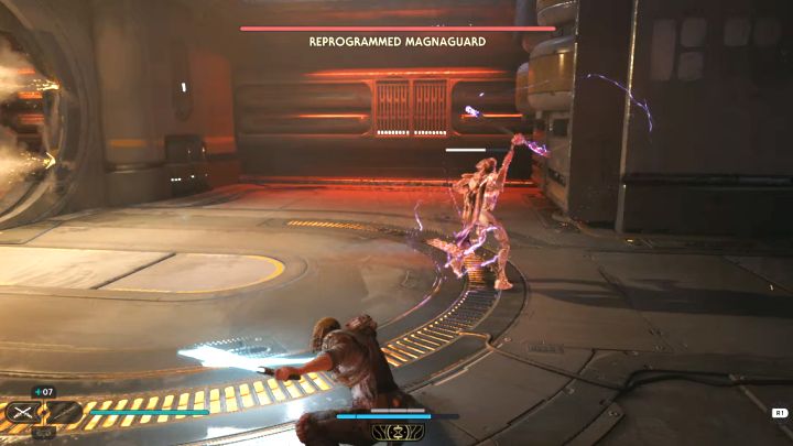 Innym problematycznym czerwonym atakiem jest seria zamachnięć bronią białą - Jedi Survivor: Jak pokonać Reprogrammed Magnaguard w Kuźni automatycznej? - Star Wars Jedi Survivor - poradnik do gry