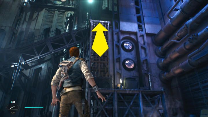 Dalsza droga prowadzi po kracie widocznej na powyższym obrazku - Star Wars Jedi Survivor: Coruscant - opis przejścia - Star Wars Jedi Survivor - poradnik do gry