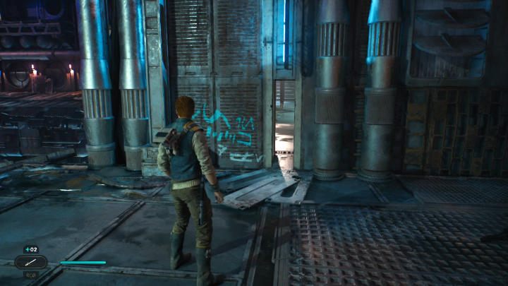 Skręćcie w lewo, przejdźcie po rurze i złapcie się kratek - Star Wars Jedi Survivor: Coruscant - opis przejścia - Star Wars Jedi Survivor - poradnik do gry