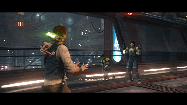 Wchodząc do hangaru aktywujecie przerywnik filmowy z Bado i Brove - Star Wars Jedi Survivor: Coruscant - opis przejścia - Star Wars Jedi Survivor - poradnik do gry