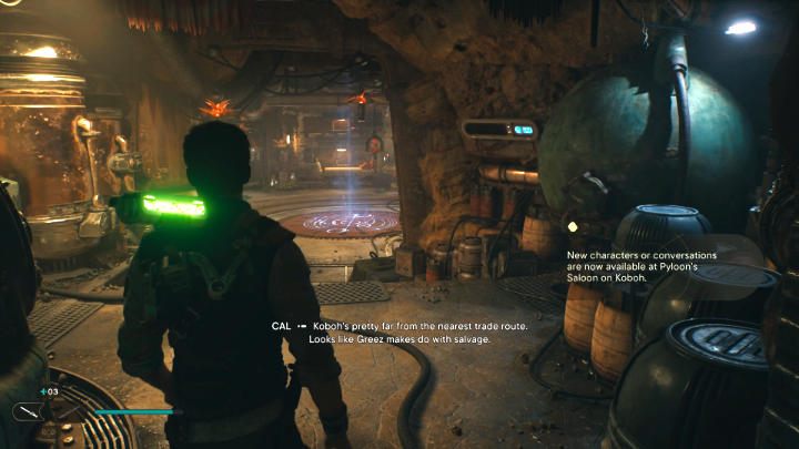 Po przerywniku filmowym zejdźcie do piwnicy, gdzie Greez przygotował dla Cala pokój, w którym znajdziecie m - Star Wars Jedi Survivor: Odszukaj Greeza (Find Greez) - Star Wars Jedi Survivor - poradnik do gry