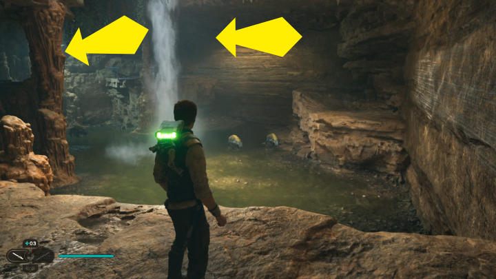 Dalsza droga prowadzi w kierunku zaznaczonym na powyższym obrazku - Star Wars Jedi Survivor: Znajdź żyroskop (Find Gyro Module) - Star Wars Jedi Survivor - poradnik do gry