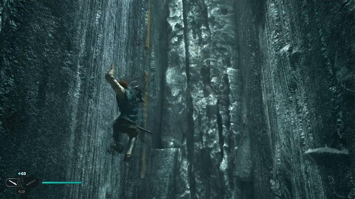 Przejdź przez nowo stworzony most, a następnie przebiegnij po ścianie po lewej stronie, aby dostać się na platformę - Star Wars Jedi Survivor: Znajdź żyroskop (Find Gyro Module) - Star Wars Jedi Survivor - poradnik do gry