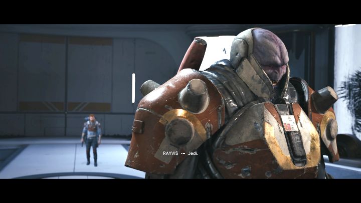 Dotrzyjcie na najwyższą platformę i wkroczcie do sali, w której przebywa Rayvis - Jedi Survivor: Jak pokonać Rayvisa w Laboratorium badawczym Republiki? - Star Wars Jedi Survivor - poradnik do gry