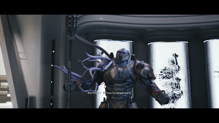 Po tym jak Rayvis straci po raz pierwszy pasek zdrowia załączy się cut-scenka - Jedi Survivor: Jak pokonać Rayvisa w Laboratorium badawczym Republiki? - Star Wars Jedi Survivor - poradnik do gry