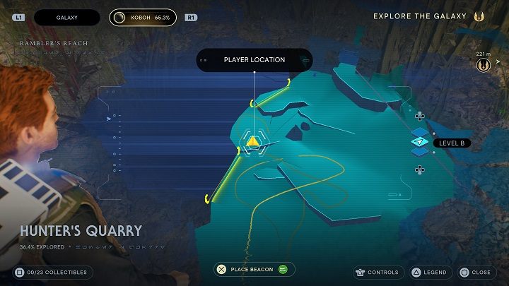 Po wejściu na obszar udajcie się na małe wzniesienie w zachodniej części lokacji - Jedi Survivor: Kamieniołom myśliwego - lista sekretów - Star Wars Jedi Survivor - poradnik do gry