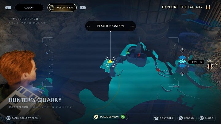 Na prawo od skrzyni znajdziecie zwłoki, z których otrzymacie kolejną bazę danych - Jedi Survivor: Kamieniołom myśliwego - lista sekretów - Star Wars Jedi Survivor - poradnik do gry