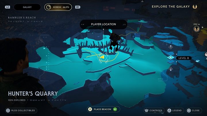 Wróćcie się do czaszki wielkiego szkieletu i ostrożnie zeskoczcie na dół - Jedi Survivor: Kamieniołom myśliwego - lista sekretów - Star Wars Jedi Survivor - poradnik do gry