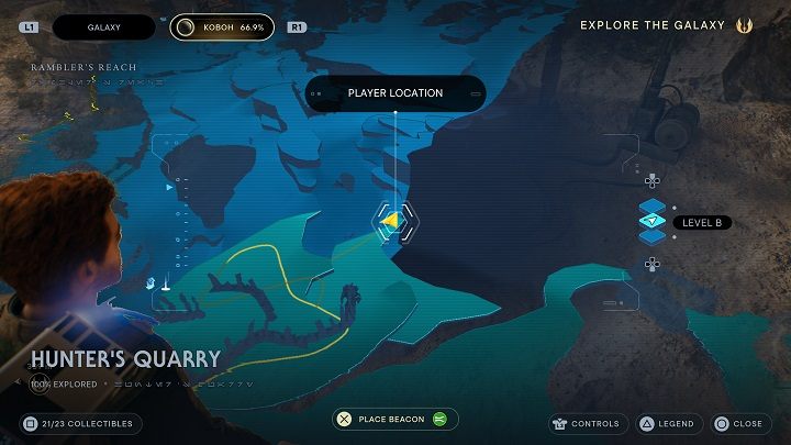 Trzymając się krawędzi pobiegnijcie w prawo do końca - Jedi Survivor: Kamieniołom myśliwego - lista sekretów - Star Wars Jedi Survivor - poradnik do gry