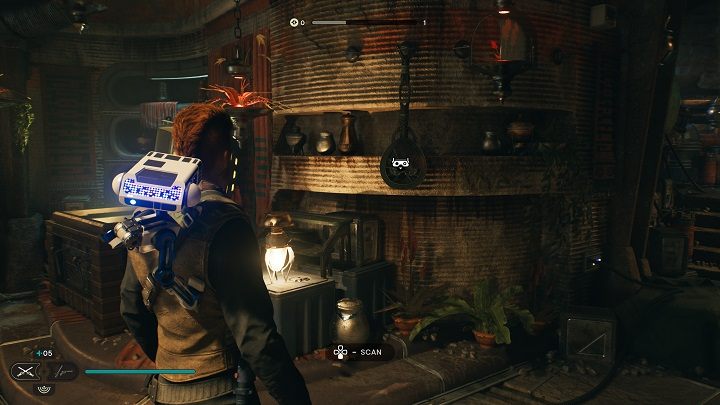 Na prawo od skrzyni znajduje się przedmiot do zeskanowania - Jedi Survivor: Saloon Pyloony - lista sekretów - Star Wars Jedi Survivor - poradnik do gry