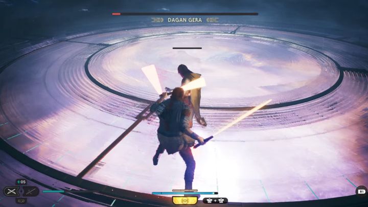 Polegajcie na sprawdzonej taktyce wyczerpywania wytrzymałości bossa parowaniami - Jedi Survivor: Jak pokonać bossa Dagan Gera na Pokładzie widokowym? - Star Wars Jedi Survivor - poradnik do gry