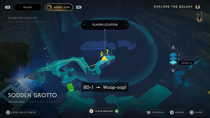 Udajcie się do tyłu i przedostańcie przez szczelinę - na Waszej drodze staną kable do przecięcia - Jedi Survivor: Wilgotna grota - lista sekretów - Star Wars Jedi Survivor - poradnik do gry