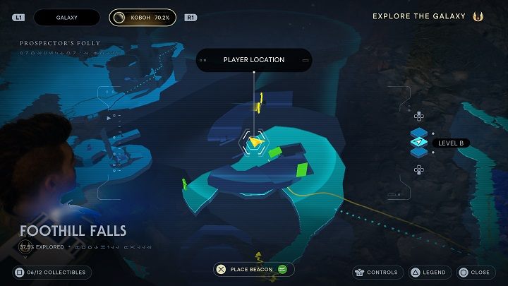 Od ostatniego miejsca skierujcie się w stronę budynku, przy którym stoi grupka jeźdźców chaosu - Jedi Survivor: Podgórskie wodospady - lista sekretów - Star Wars Jedi Survivor - poradnik do gry