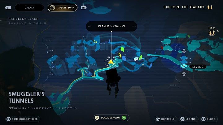 Idźcie dalej przed siebie, aż jedyną dostępną drogą dotrzecie do oświetlonego pomieszczenia - Jedi Survivor: Tunele przemytnika - lista sekretów - Star Wars Jedi Survivor - poradnik do gry