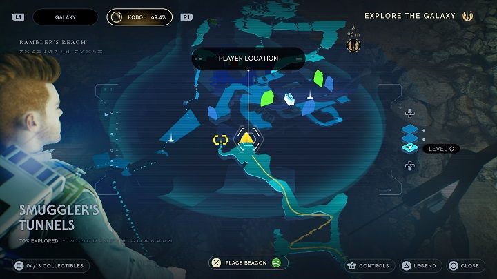 Na prawo od ostatniej znajdźki, pod ścianą jest kolejny odłamek Priorytu - Jedi Survivor: Tunele przemytnika - lista sekretów - Star Wars Jedi Survivor - poradnik do gry